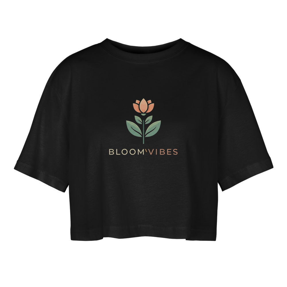 BloomVibes Oversized Cropped T-Shirt - black